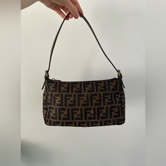 Fendi Brown Zucca Canvas Vintage Shoulder Bag/Pochette - Picture 1 of 16